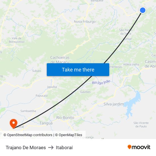 Trajano De Moraes to Itaboraí map