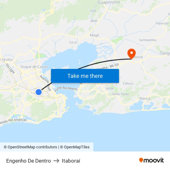 Engenho De Dentro to Itaboraí map