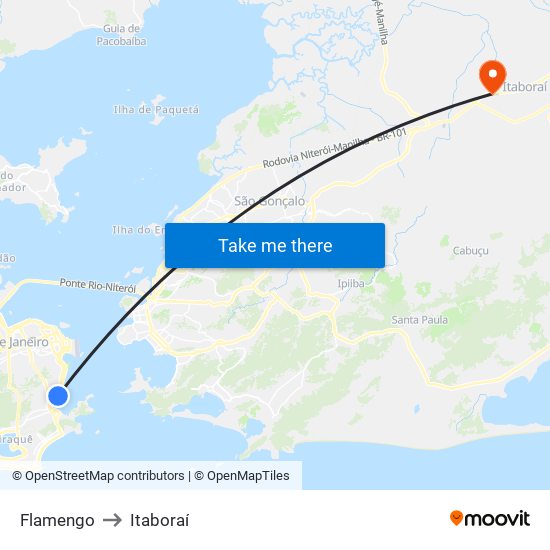 Flamengo to Itaboraí map