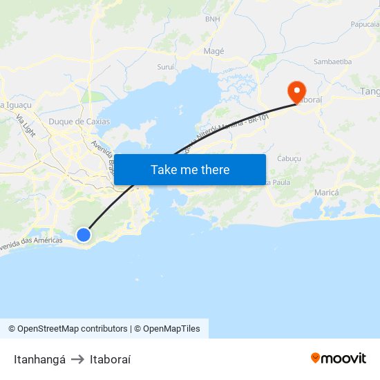 Itanhangá to Itaboraí map