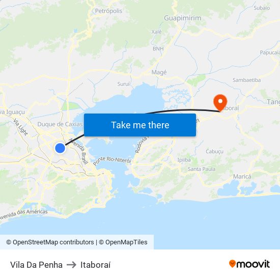 Vila Da Penha to Itaboraí map