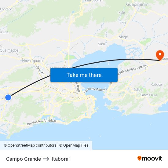 Campo Grande to Itaboraí map