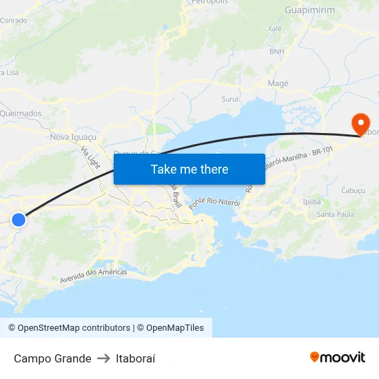 Campo Grande to Itaboraí map