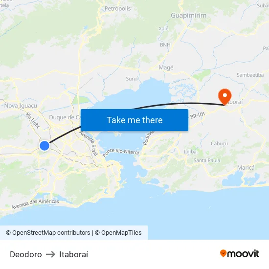 Deodoro to Itaboraí map
