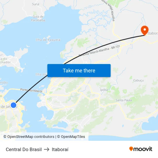 Central Do Brasil to Itaboraí map