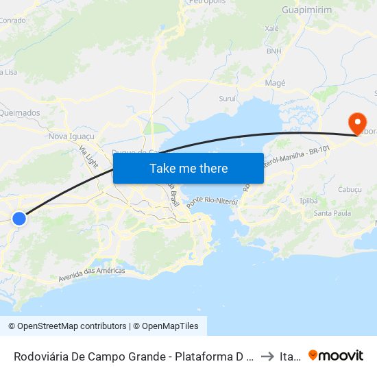 Rodoviária De Campo Grande - Plataforma D (Campo Grande E Jabour - Executivo) to Itaboraí map