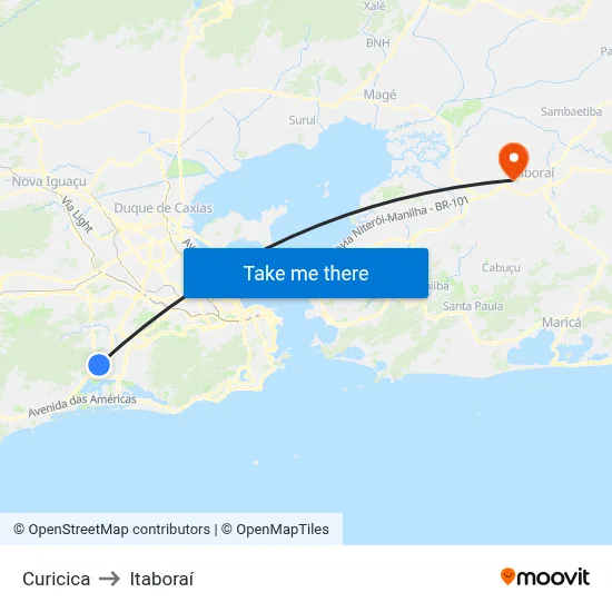 Curicica to Itaboraí map