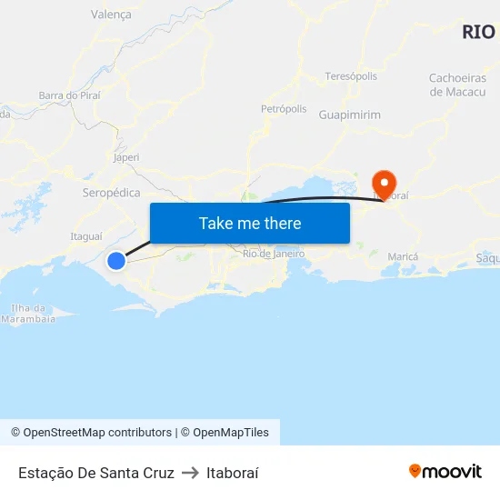 Estação De Santa Cruz to Itaboraí map