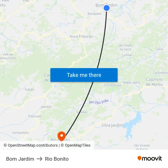 Bom Jardim to Rio Bonito map