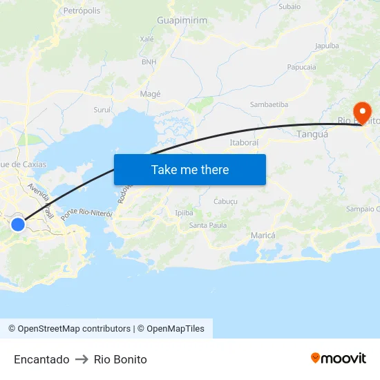 Encantado to Rio Bonito map