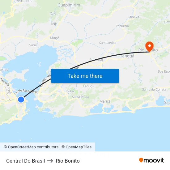 Central Do Brasil to Rio Bonito map