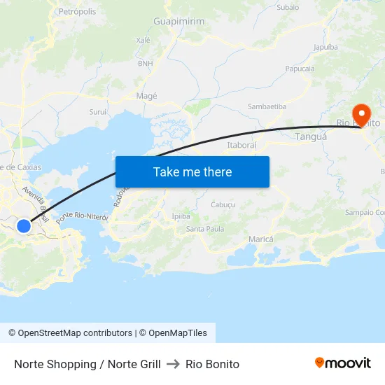 Norte Shopping / Norte Grill to Rio Bonito map