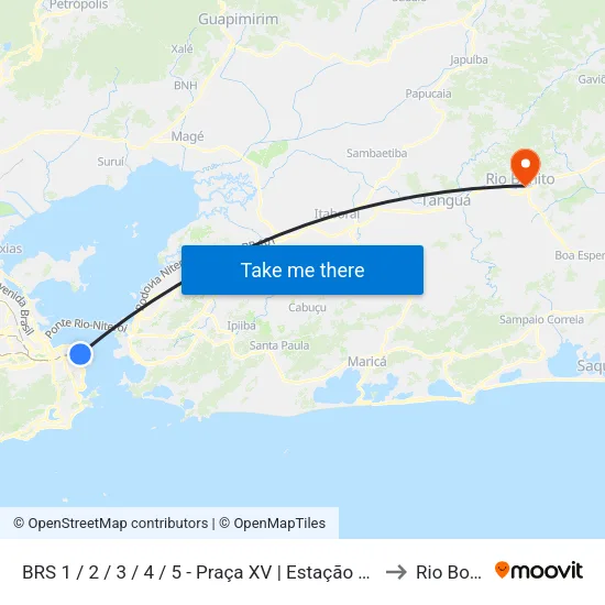 BRS 1 / 2 / 3 / 4 / 5 - Praça XV | Estação Das Barcas to Rio Bonito map