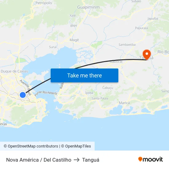 Nova América / Del Castilho to Tanguá map