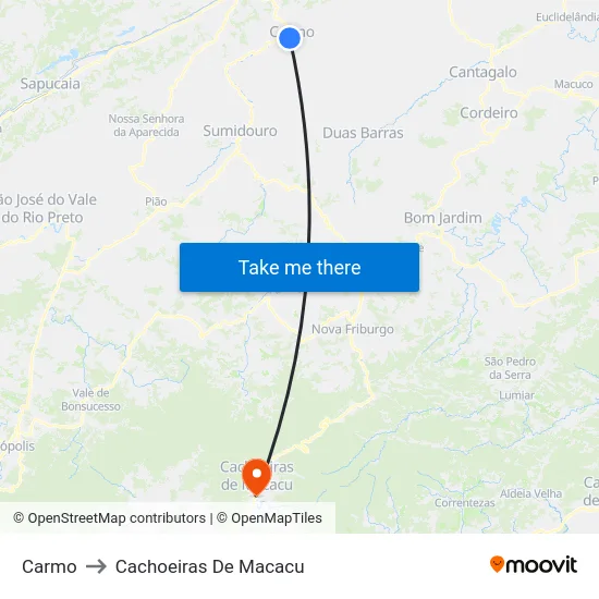 Carmo to Cachoeiras De Macacu map