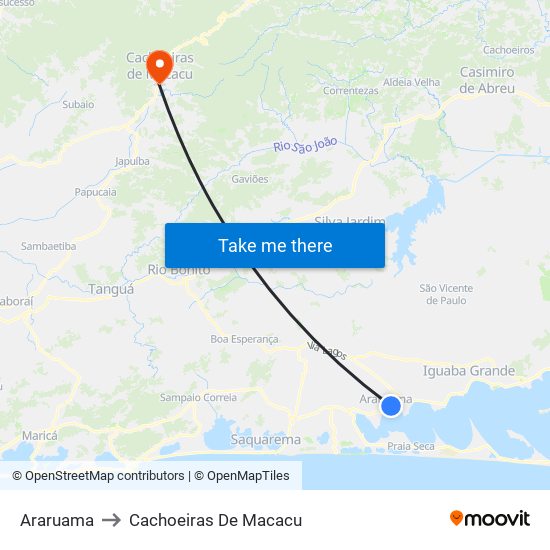 Araruama to Cachoeiras De Macacu map