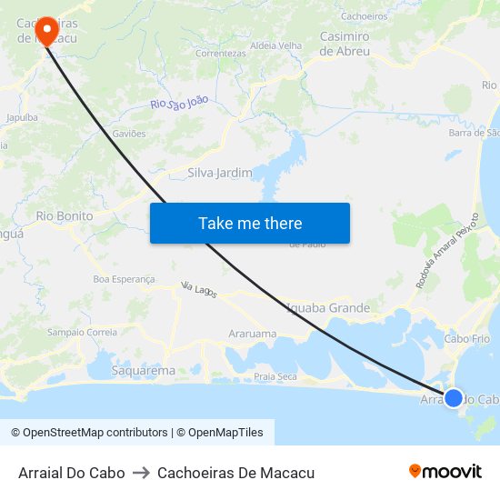 Arraial Do Cabo to Cachoeiras De Macacu map