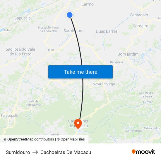 Sumidouro to Cachoeiras De Macacu map