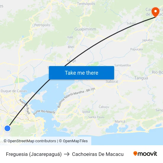 Freguesia (Jacarepaguá) to Cachoeiras De Macacu map