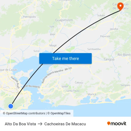 Alto Da Boa Vista to Cachoeiras De Macacu map