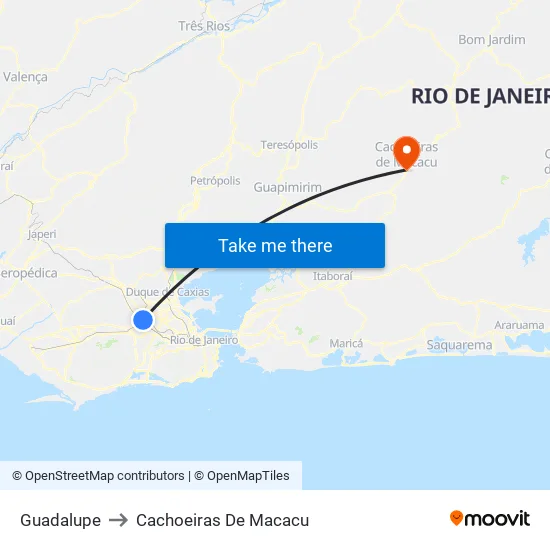 Guadalupe to Cachoeiras De Macacu map