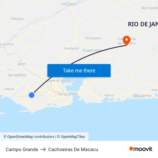 Campo Grande to Cachoeiras De Macacu map