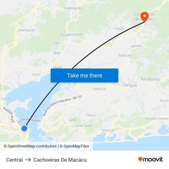 Central to Cachoeiras De Macacu map