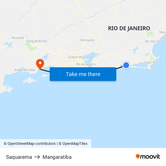 Saquarema to Mangaratiba map