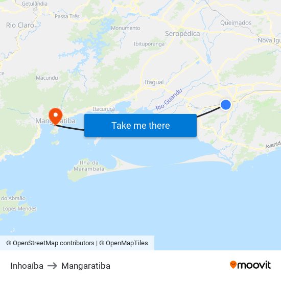 Inhoaíba to Mangaratiba map