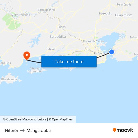 Niterói to Mangaratiba map