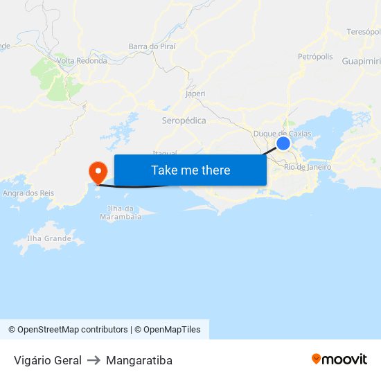 Vigário Geral to Mangaratiba map