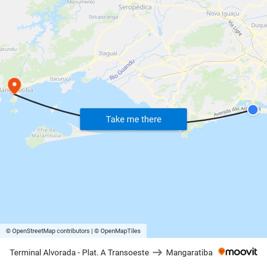 Terminal Alvorada - Plat. A Transoeste to Mangaratiba map