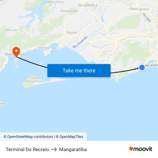 Terminal Do Recreio to Mangaratiba map