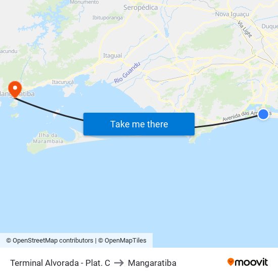 Terminal Alvorada - Plat. C to Mangaratiba map