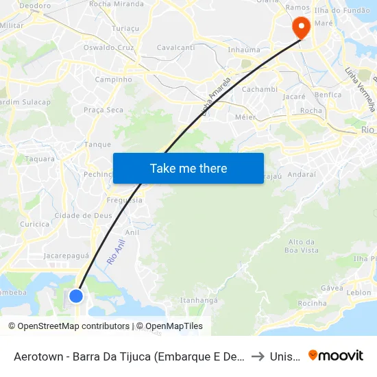 Aerotown - Barra Da Tijuca (Embarque E Desembarque - 1001) to Unisuam map