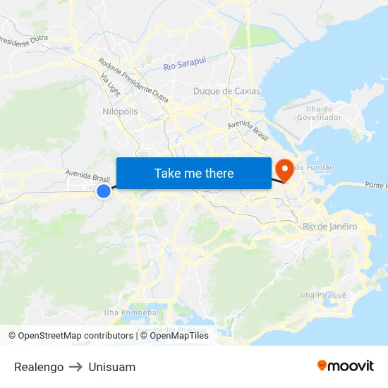 Realengo to Unisuam map