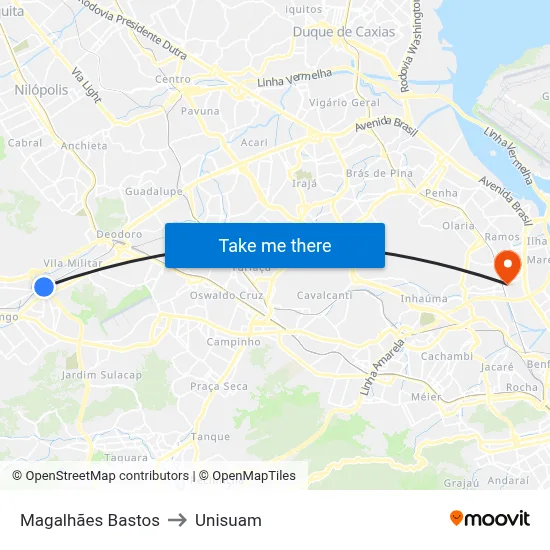 Magalhães Bastos to Unisuam map