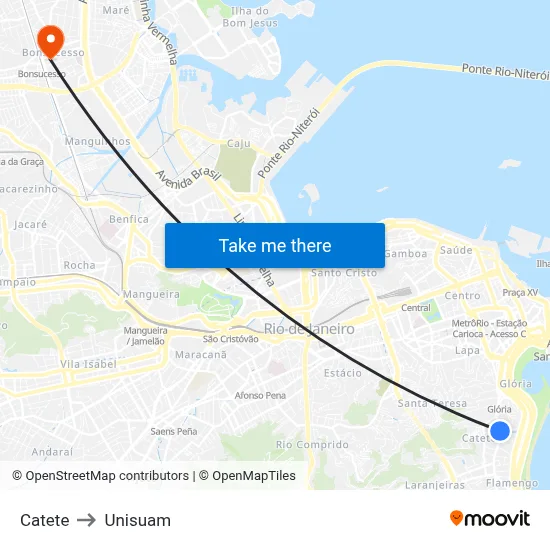 Catete to Unisuam map