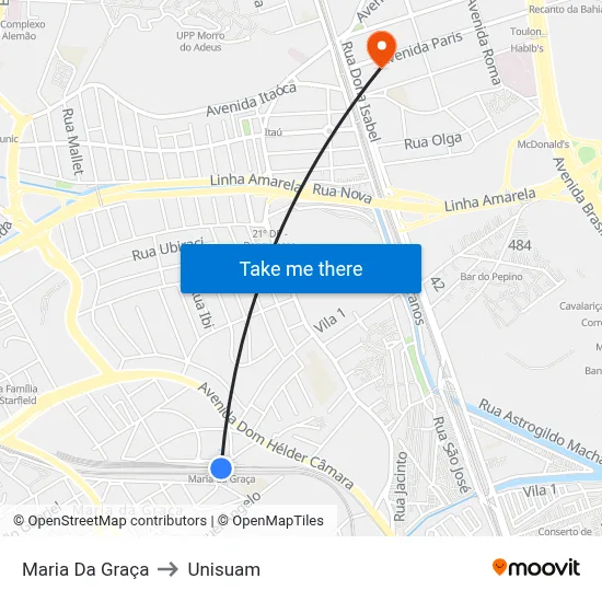 Maria Da Graça to Unisuam map