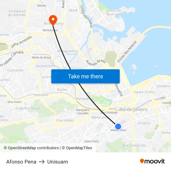 Afonso Pena to Unisuam map