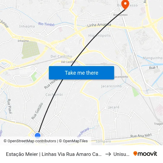 Estação Meier | Linhas Via Rua Amaro Cavalcanti to Unisuam map