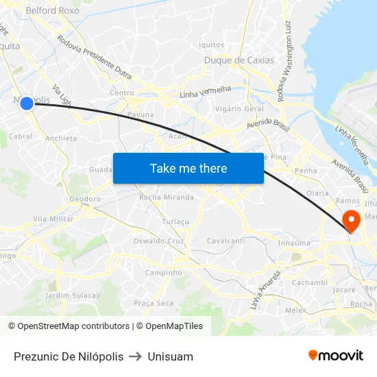 Prezunic De Nilópolis to Unisuam map