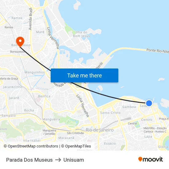 Parada Dos Museus to Unisuam map