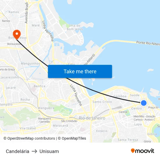 Candelária to Unisuam map