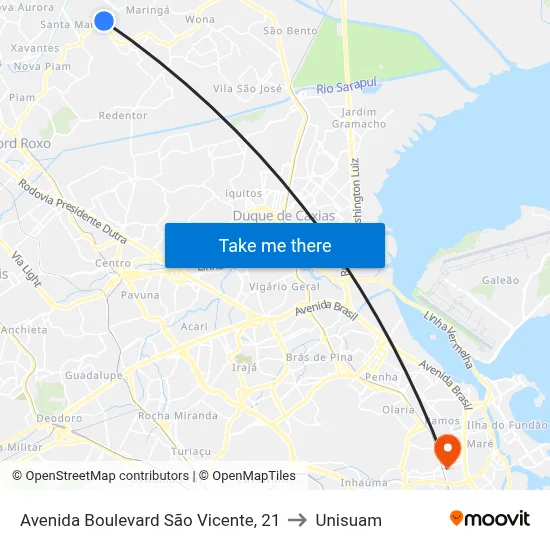 Avenida Boulevard São Vicente, 21 to Unisuam map