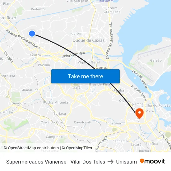 Supermercados Vianense - Vilar Dos Teles to Unisuam map