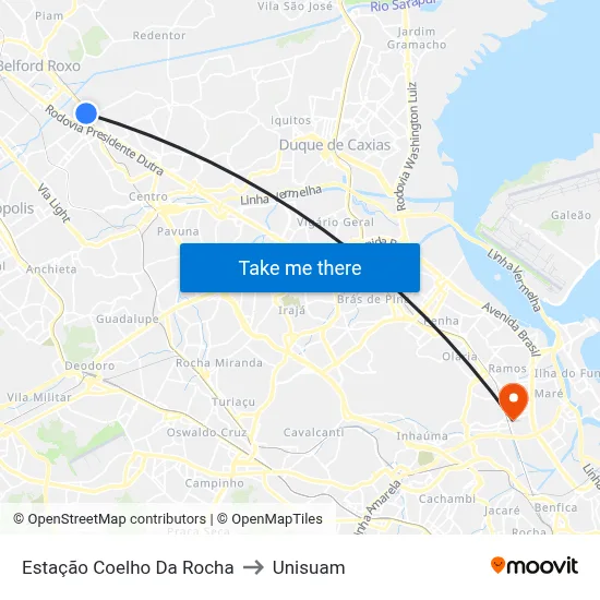 Estação Coelho Da Rocha to Unisuam map