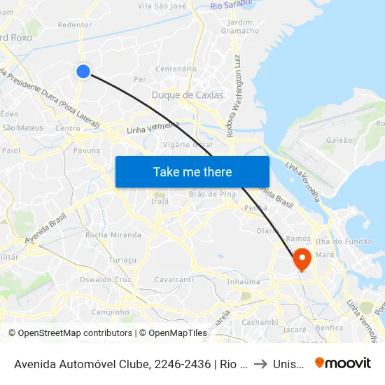 Avenida Automóvel Clube, 2246-2436 | Rio Ville Shopping to Unisuam map