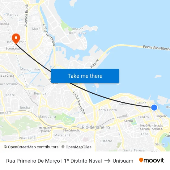 Rua Primeiro De Março | 1º Distrito Naval to Unisuam map