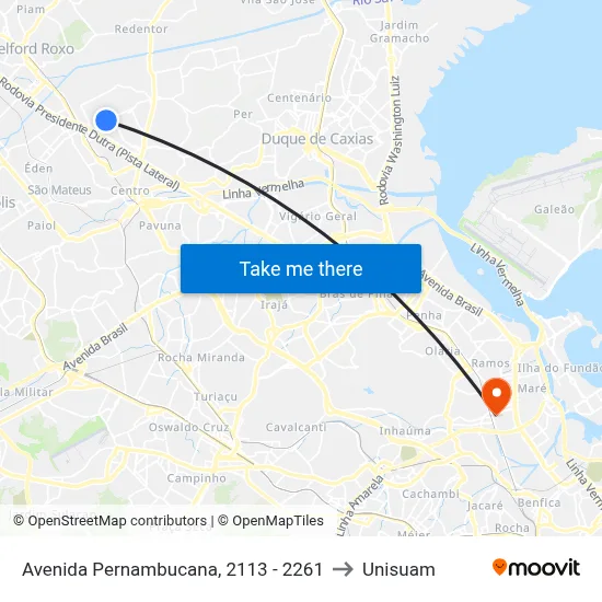 Avenida Pernambucana, 2113 - 2261 to Unisuam map